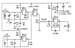 Detector de metale foarte sensibil pentru metale neferoase - schema Detector de metale cu stabilizare cu cuarț